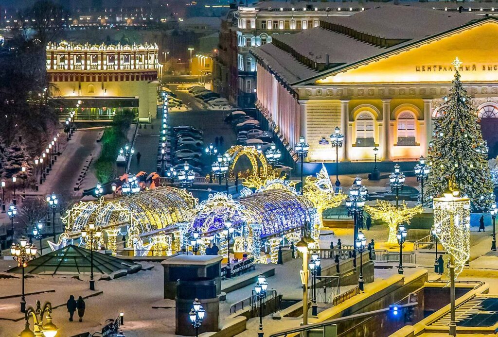 световой тоннель, новогодние украшения, фото КГХ