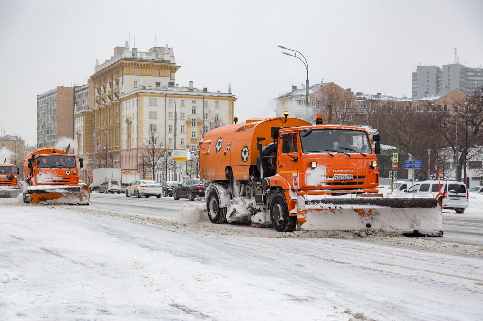 уборка снега, трактор, зима