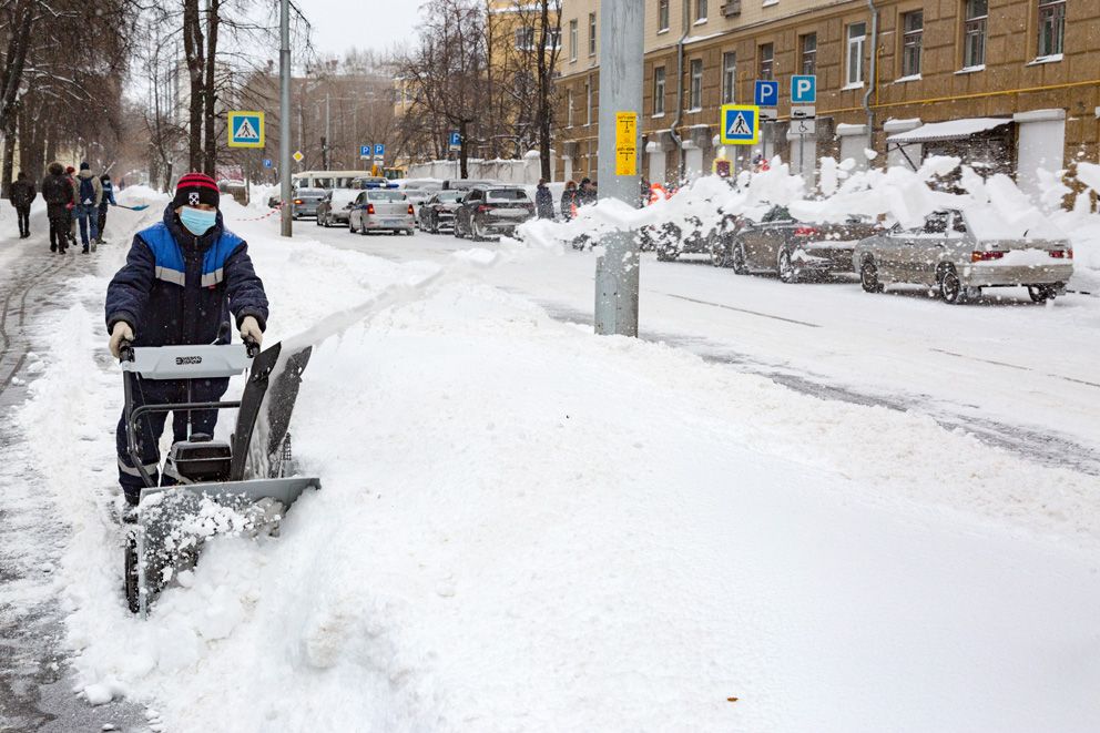 уборка снега, трактор, зима
