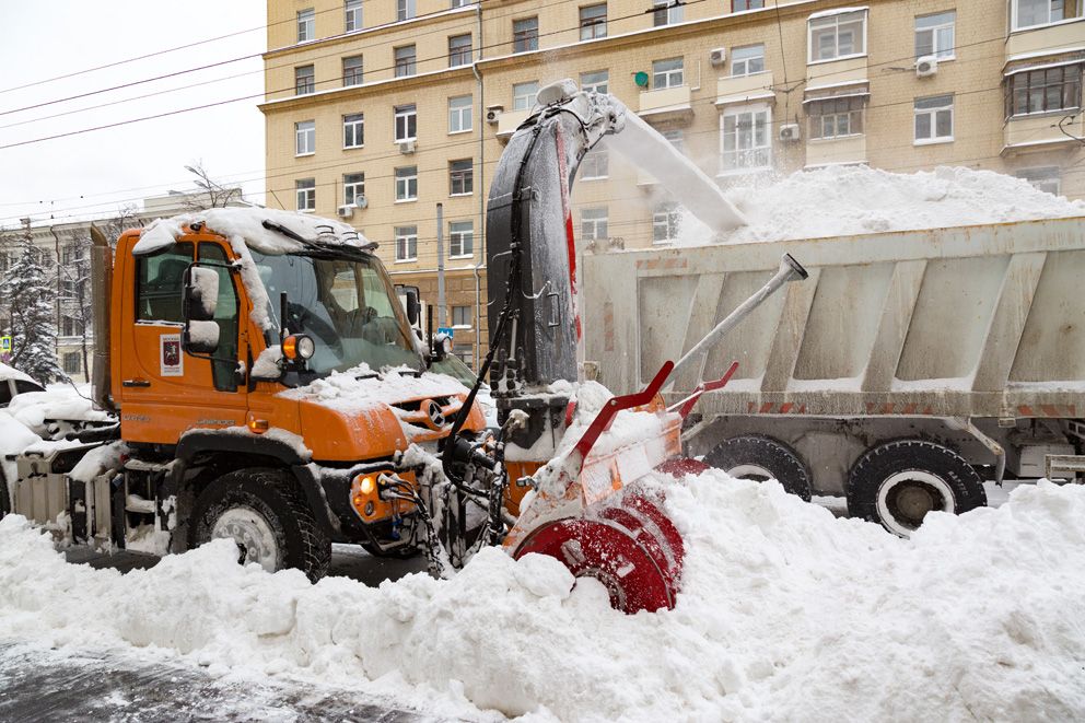 уборка снега, трактор, зима