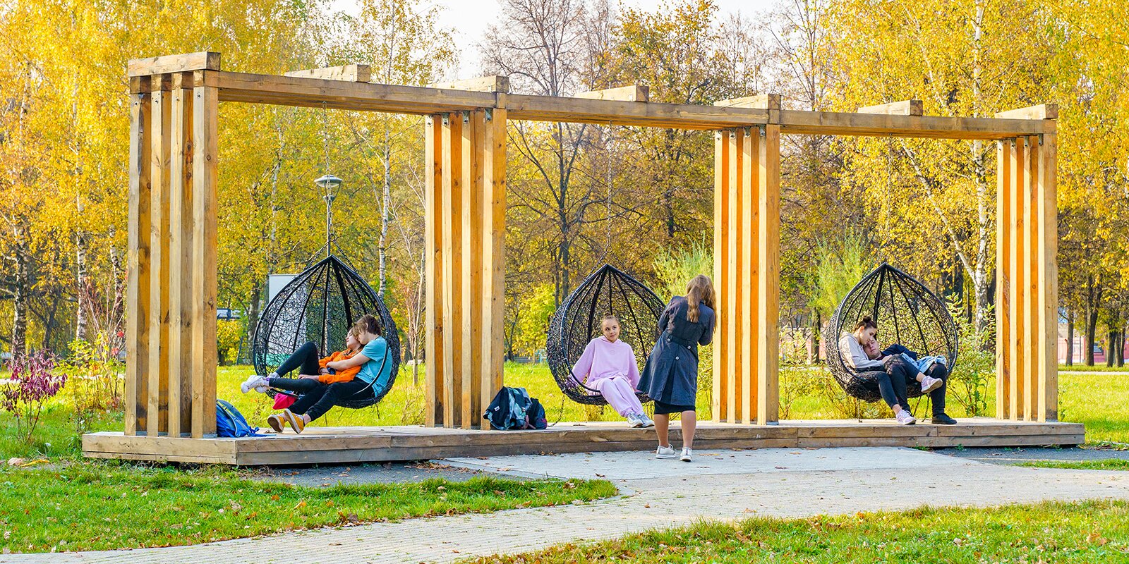 качели, парк "Яуза", благоустройство
