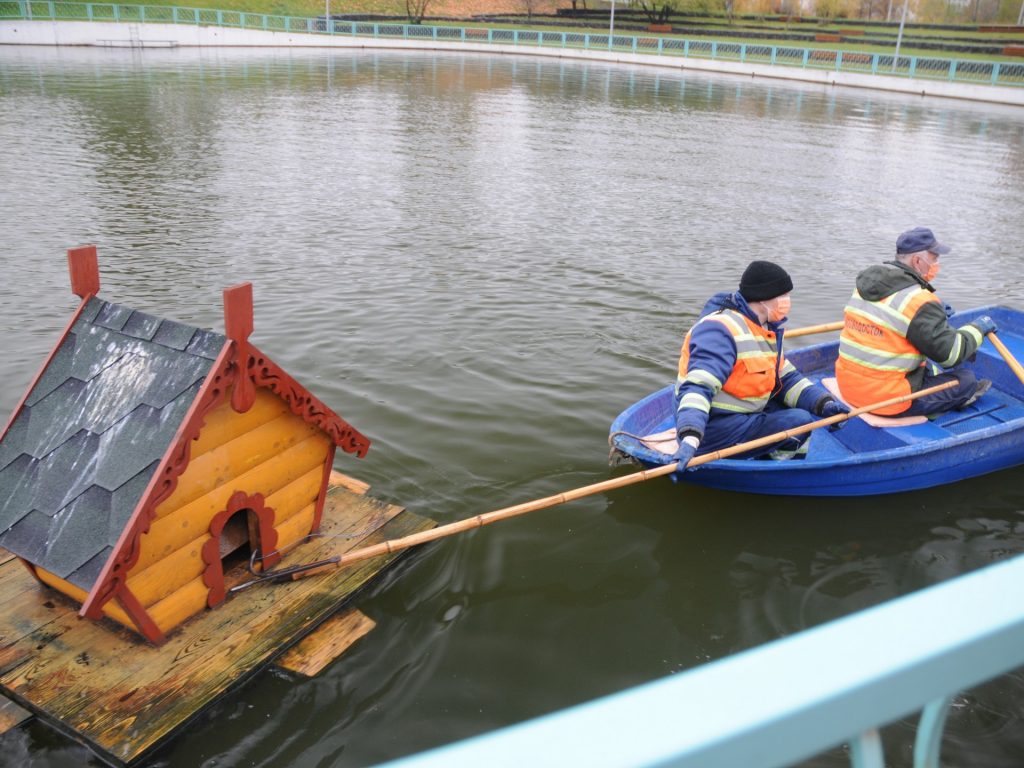 ГУП Мосводосток, домик для уток, пруд, утки