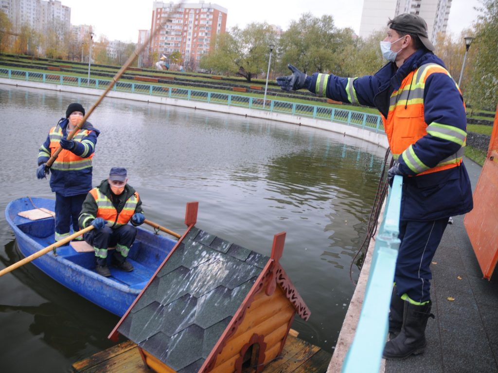 ГУП Мосводосток, домик для уток, пруд, утки