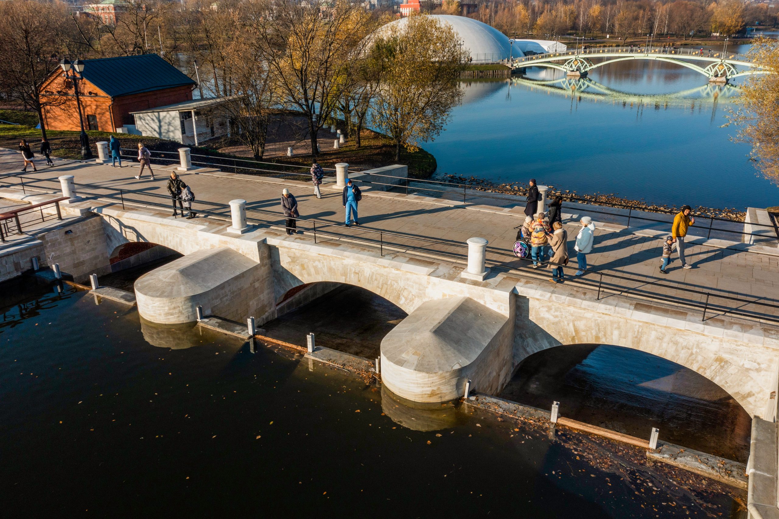 Царицынская плотина, Царицыно, мост, парки Москвы, благоустройство