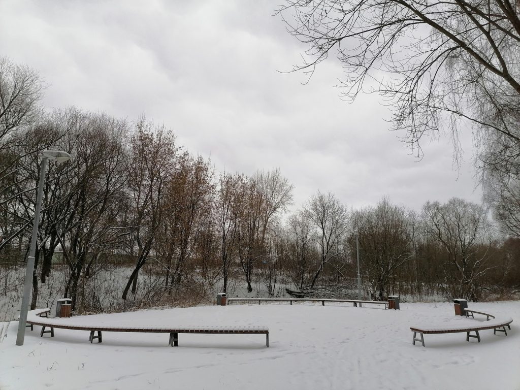 зима, снег, парк