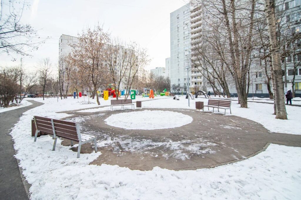 Кленовый бульвар, благоустройство, зима, дорожки, фото КГХ