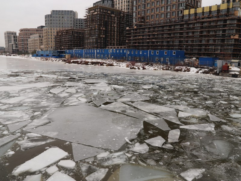 Затон Новинки, лед, Москва-река, фото Юлия Смагринская