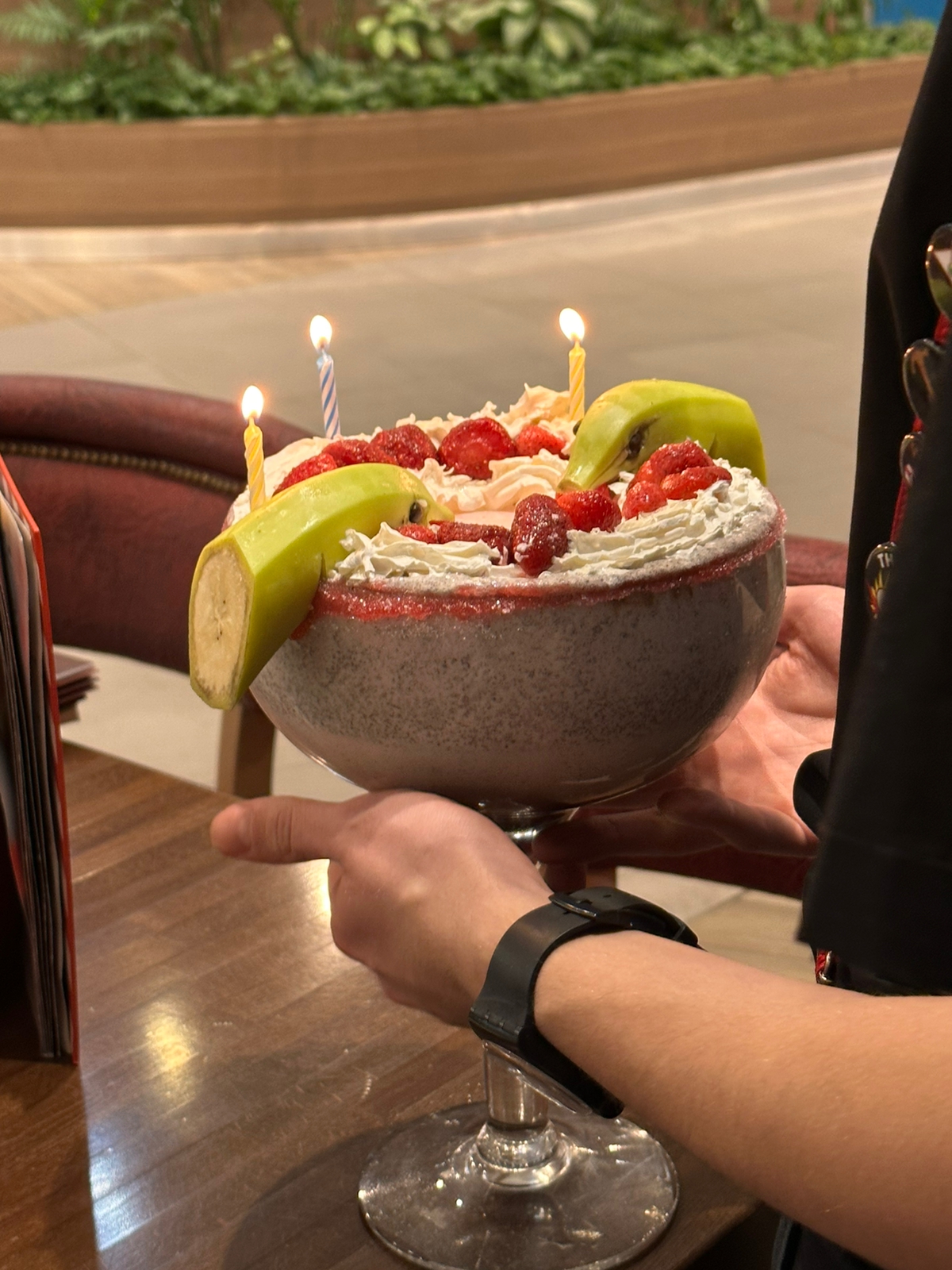 коктейль, банан, десерт, еда, продукты, свечи, фото Наталия Бахарева