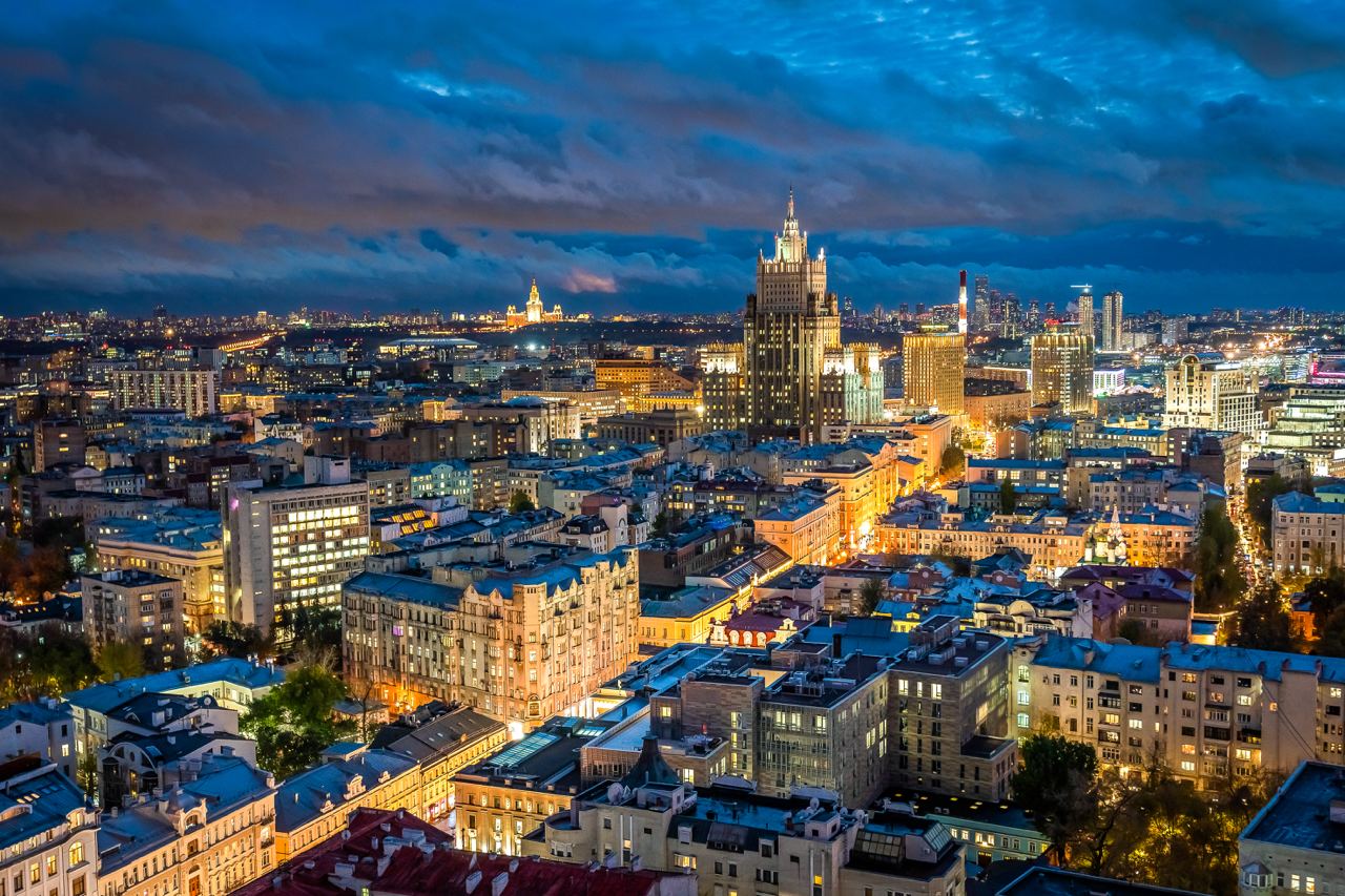 Москва, город, ночь, освещение, фото КГХ