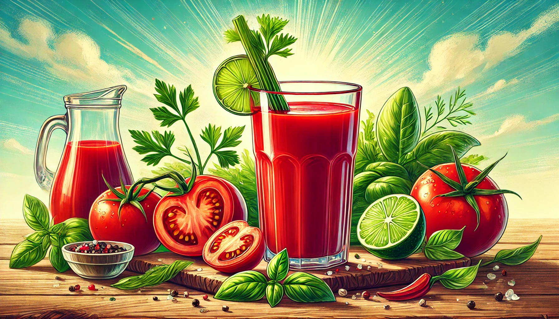 томатный сок, еда, продукты, напитки. Фото: Наталия Бахарева, изображение создано при помощи ИИ