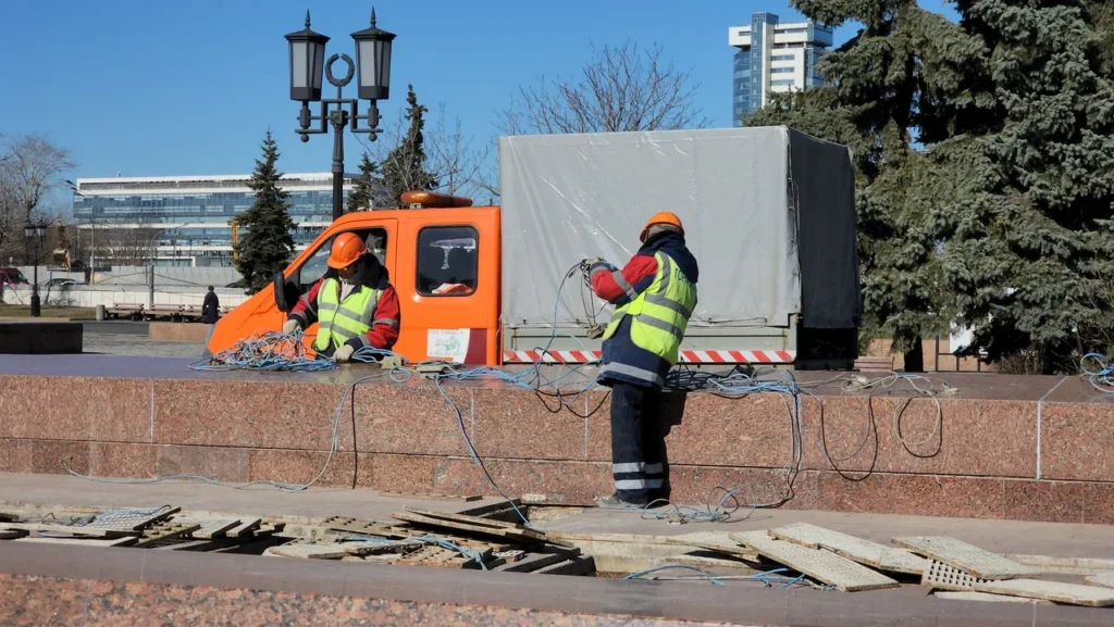 Поклонная гора, фонтан, промывка фонтана, фото Юлия Смагринская